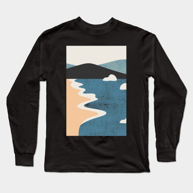 Ocean Breeze - Landscape Art - Mountains Hiking - Sunset Adventure - Blue Lagoon - Seaside Art - Sunrise Mountains Long Sleeve T-Shirt by waltzart